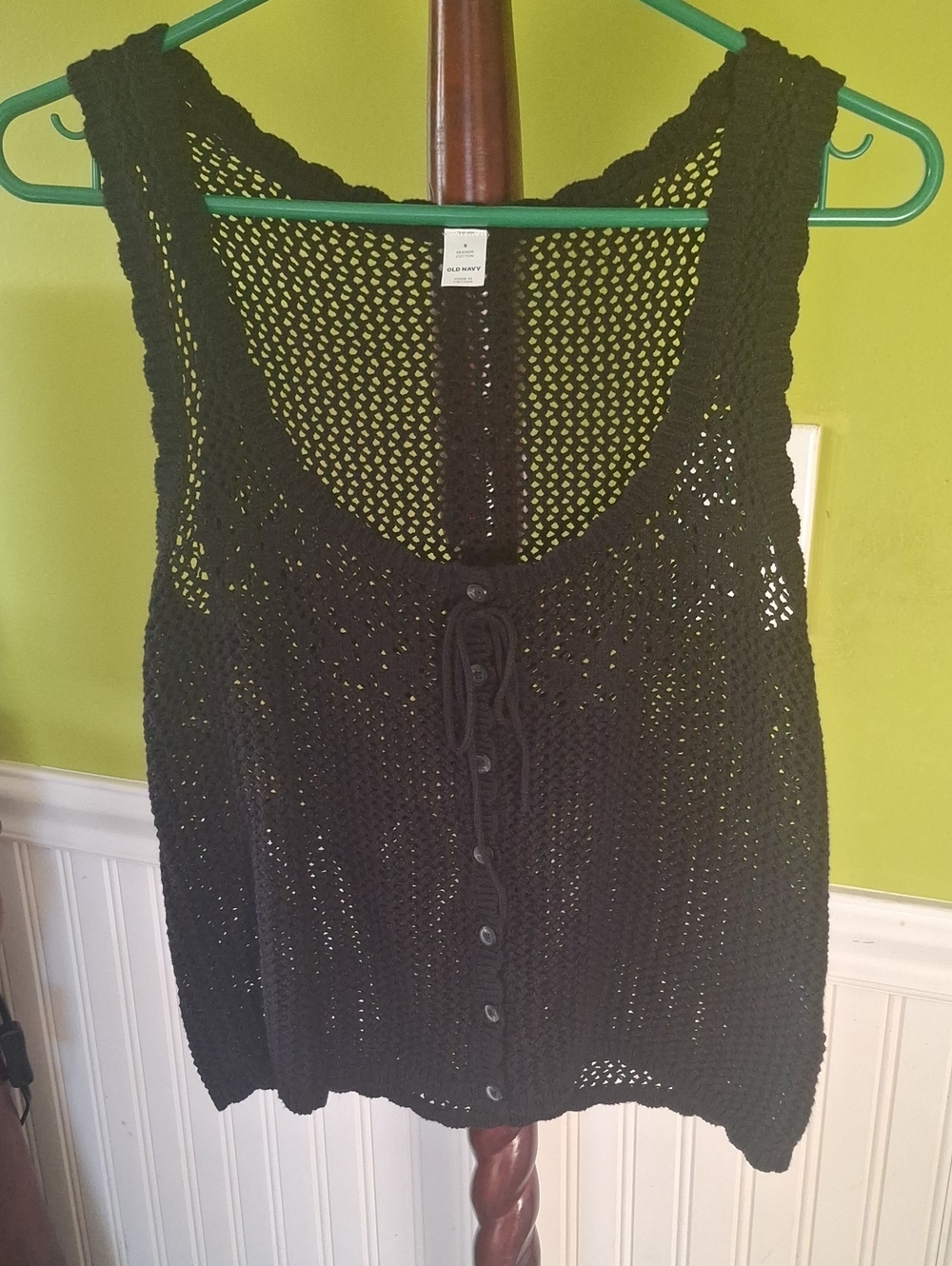 Old Navy Black Crochet Button-Front Camisole